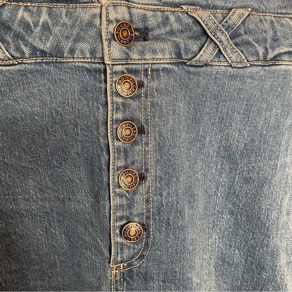 Pilcro Straight Blue Denim Skirt Button Front X Detail Belt Loops Y2K 4 - Picture 6 of 11
